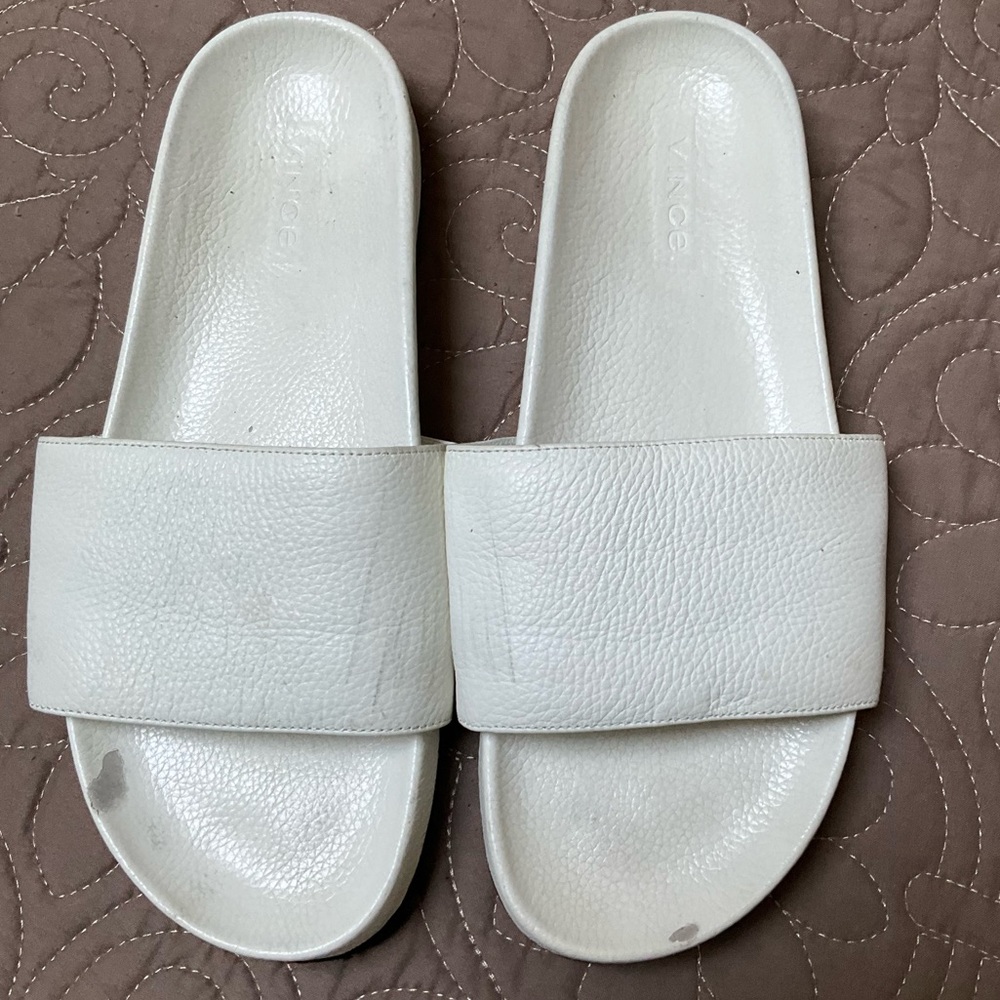 Vince Pebbled Leather Slides